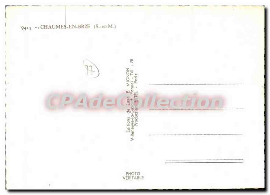 Chaumes-en-Brie — Collage de châteaux et édifice religieux — Éditions de Luxe E. Mignon — Back