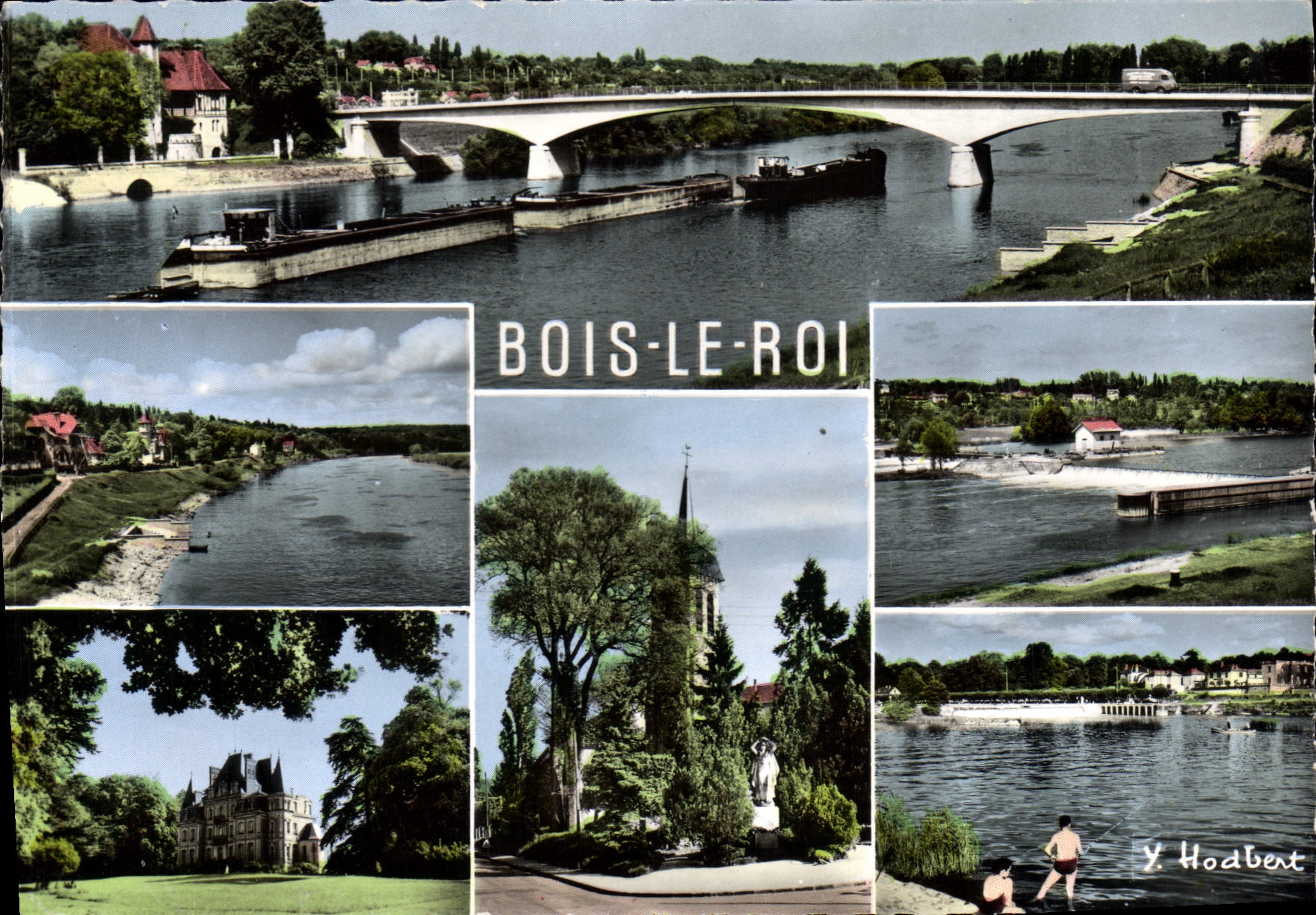 CPSM Bois le Roi (S et M) La Seine au Pont de Chartrette les Belles proprietes sur le bord de Seine 
