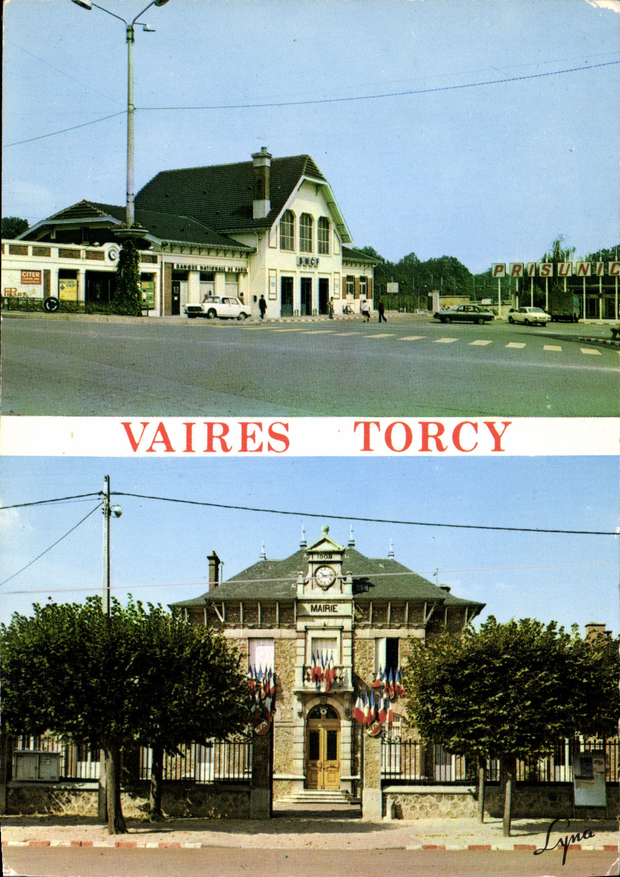 CPSM Vaires Torscy La Gare L'Hotel de Ville