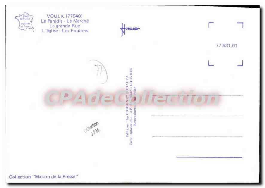 CPSM Voulx Le Paradis Le Marche La grande Rue L'eglise Les Foulons — Verso