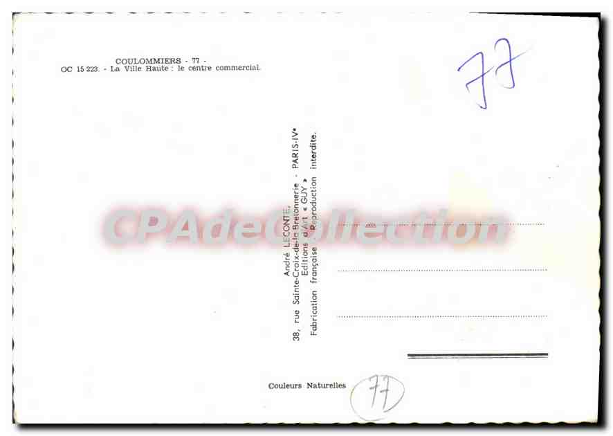 CPSM Coulommiers La Ville Haute Le Centre Commercial — Back