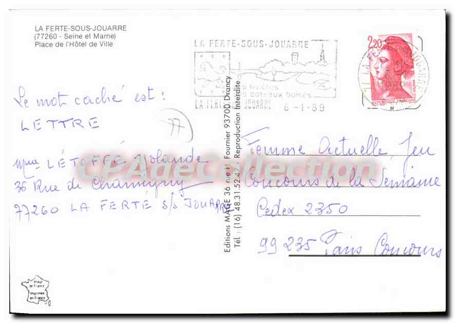 Place de l'Hôtel de Ville à La Ferté-sous-Jouarre — Verlag Éditions MARE 36 — Rückseite