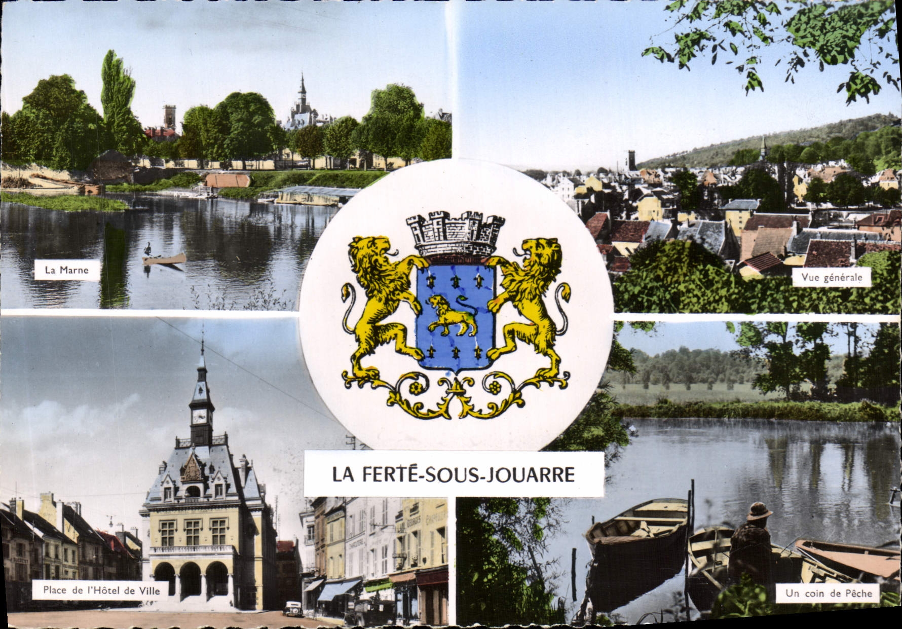 La Ferté-sous-Jouarre — Vue générale, Place de l'Hôtel de Ville, Un coin de Pêche — Éditions MIGNON, Villeneuve-la-Garenne
