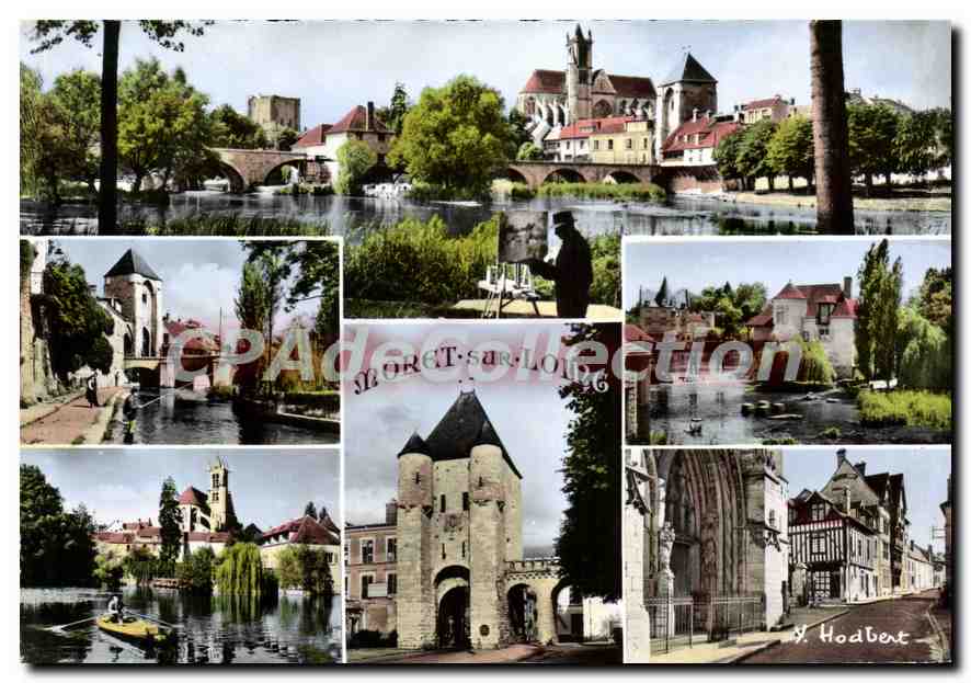 CPSM Moret sur Loing (S et M) Panorama sur le Loing La Porte de Bourgogne et les Petits quais l'Egli