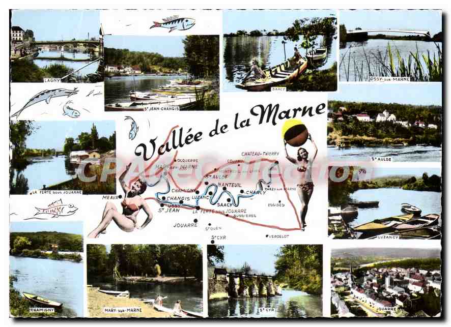 CPSM Vallee de la Marne Lagny Chamigny Luzancy St Aulde Ossy sur marne Saacy St jean Changis