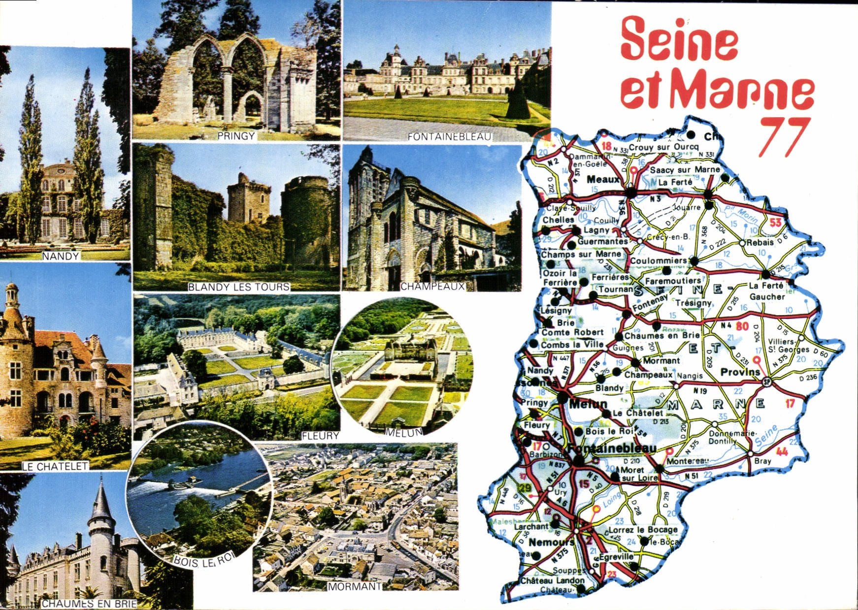CPSM Seine et Marne Pringy Nandy Blandy les tours Champeaux Fleury Mormant Bois le Roi