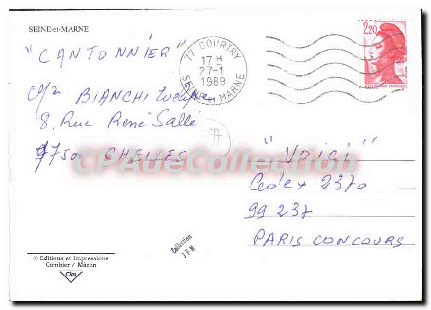 CPSM Seine et Marne Pringy Nandy Blandy les tours Champeaux Fleury Mormant Bois le Roi — Verso
