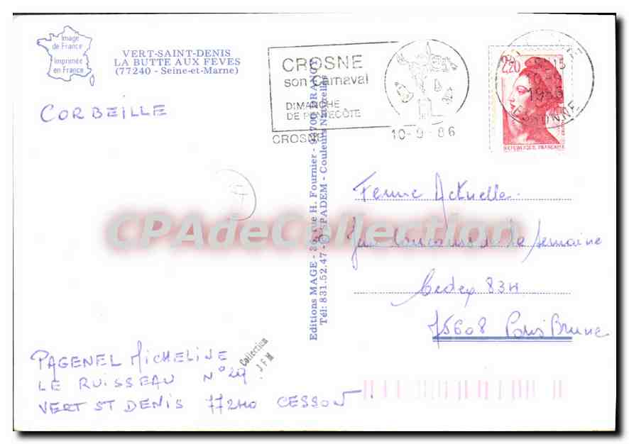 Vert-Saint-Denis La Butte aux Feves — quartier résidentiel — Éditions MAGE, n°249 — Verso