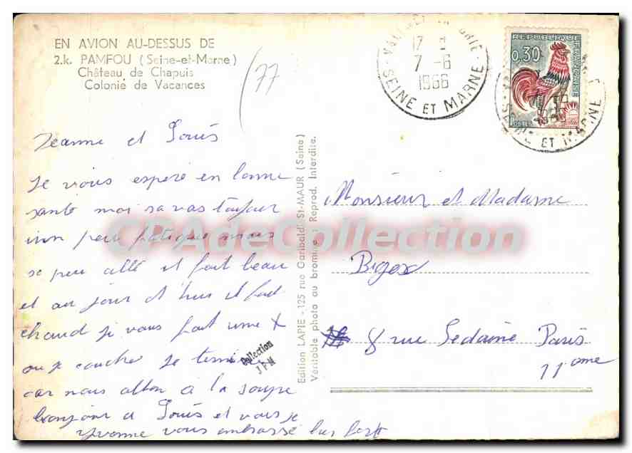 Château de Chapuis — Colombie de Vacances — Édition LAPIE — Rückseite
