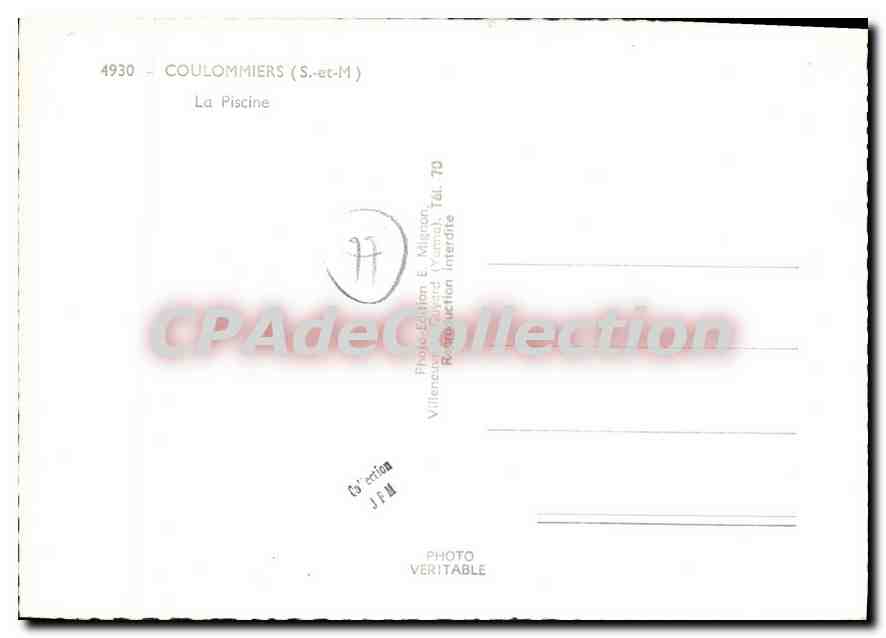 Coulommiers (S.-et-M) — La Piscine — Photo-Édition E. Mignon, n° 4930 — Reverso