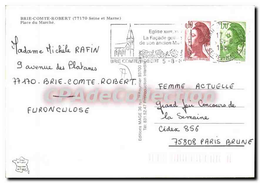 CPSM Brie Comte Robert (Seine et Marne) Place du Marche — Rückseite