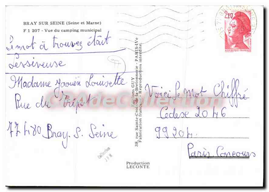 CPSM Bray sur Seine (Seine et Marne) Vue du Camping municipal — Back
