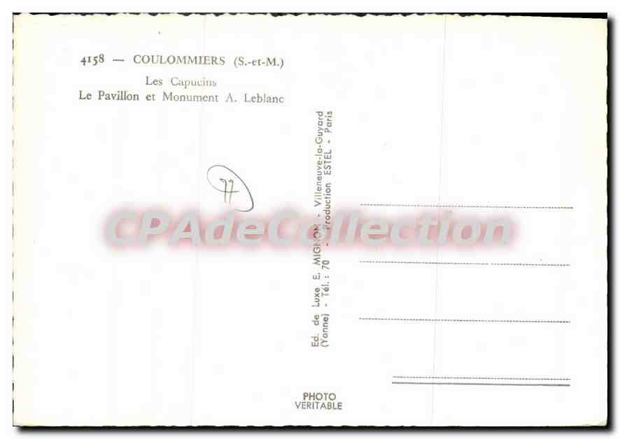 Coulommiers (S.-et-M.) — Les Capucins, Le Pavillon et le Monument A. Leblanc — E. Mignon — Reverso