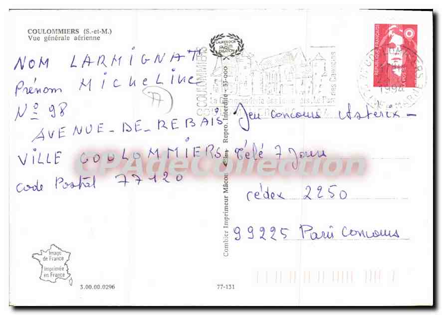Coulommiers — allgemeine Luftaufnahme — Imprimeur Mâcon — Rückseite