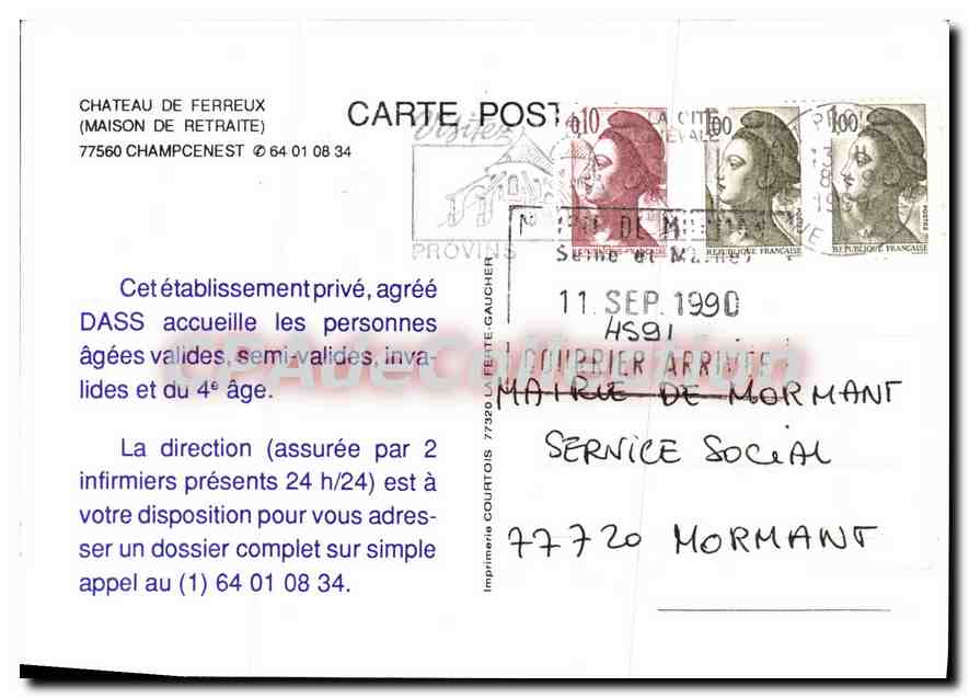 Château de Ferreux — Maison de retraite — Imprimerie Courtois — Verso