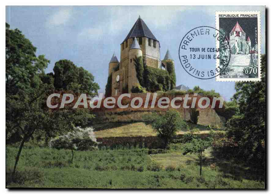 CPSM Provins (S et M) La Tour de Cesar premier jour Carte maximum