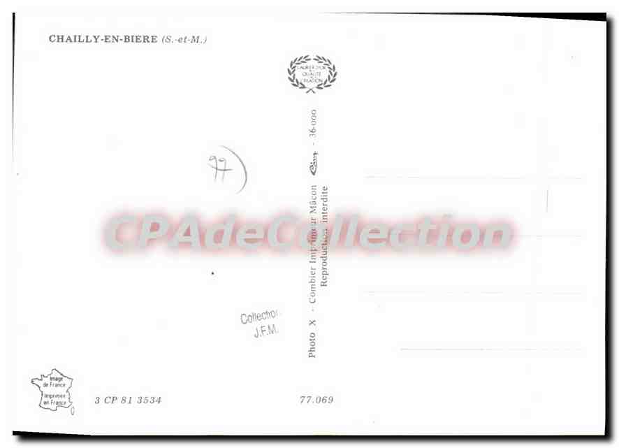 Chaillly-en-Bière — éditeur Imprimerie Macon, n° 77.069 — Rückseite