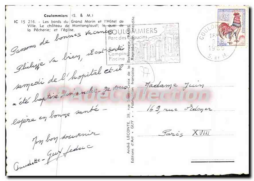 Coulommiers — vista panorámica — Éditions d'Art Guy — Reverso
