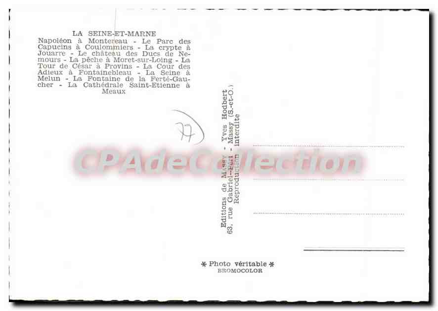 Seine-et-Marne — Panoramic Postcard — Yves Hodbert Editions — Back