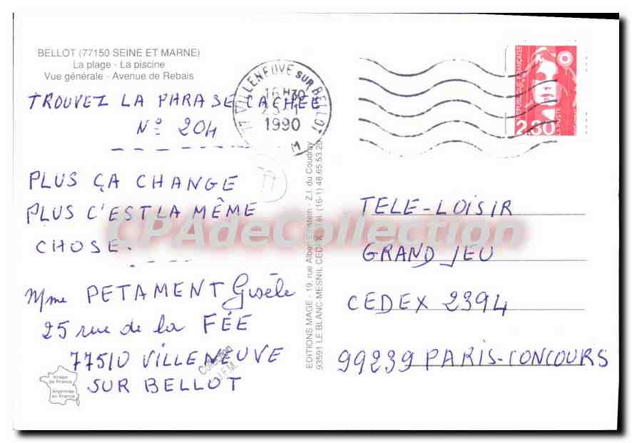 Bellot — Souvenir de Bellot — Éditions Le Blanc-Mesnil — Rückseite