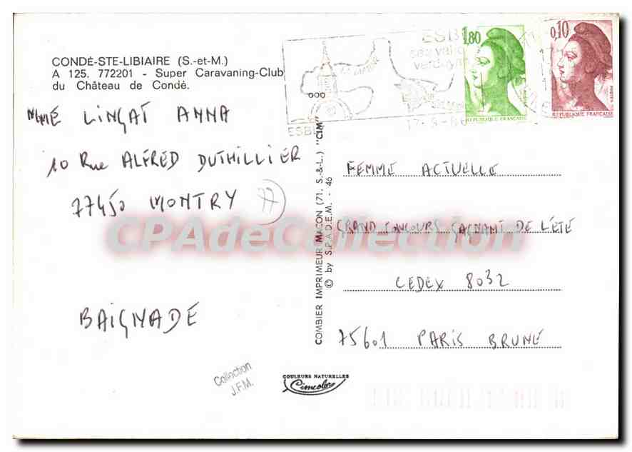 Camping - Caravan No. 108 — Condé-sur-l'Escaut — Combiér Publisher — Back