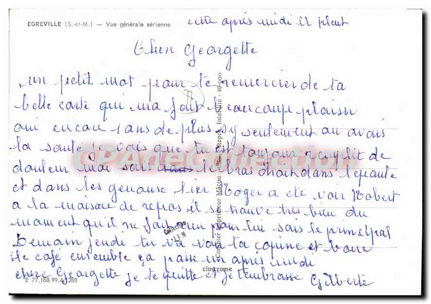 Egreville (S.-et-M.) — Vue générale aérienne — CPAdéCollection — Verso