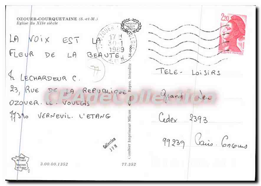 Ozouer-Courquetaine — Église du XIe siècle — Cing — Verso
