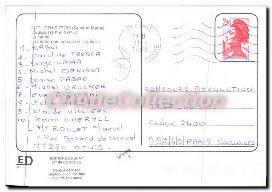 Othis — Église, château, centre commercial — Éditions Dubray — Verso