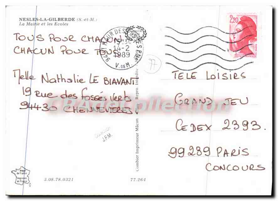 CPSM Nesles la Gilberde (S et M) La Mairie et les Ecoles — Back