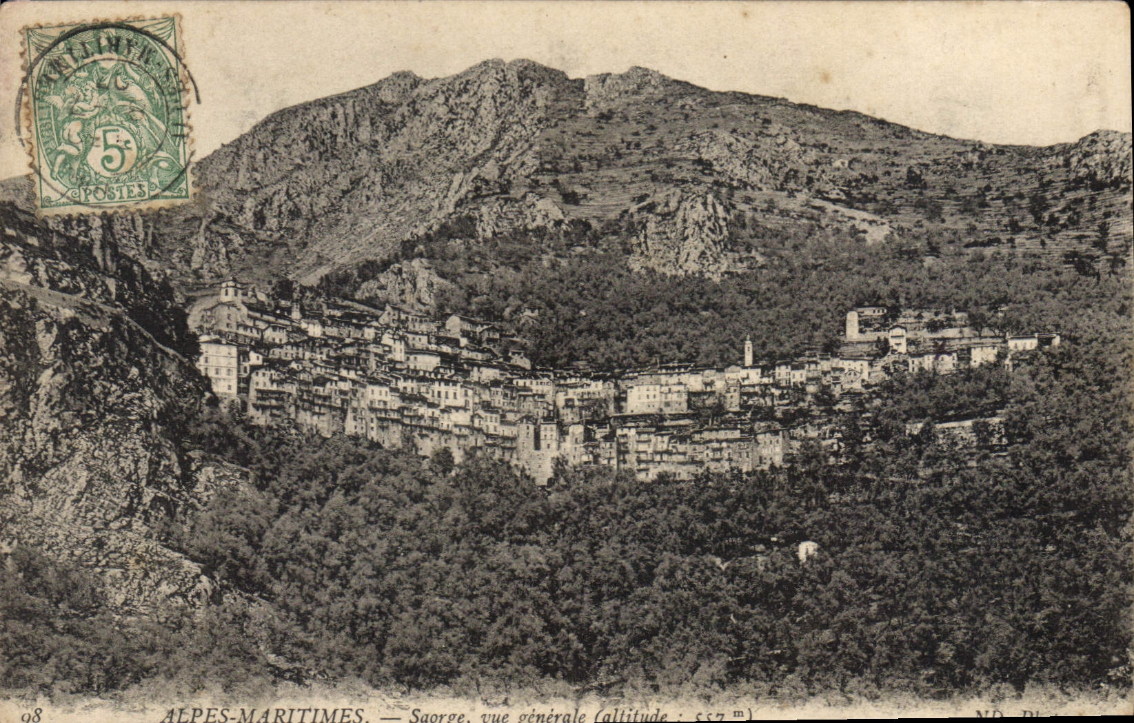 Saorge — vue générale (altitude : 557 m) — ALPES-MARITIMES, ND PL 98