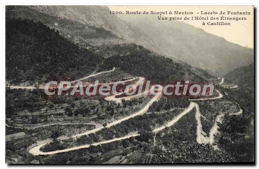 CPA Route de Sospel à Menton Lacets de Fontanin