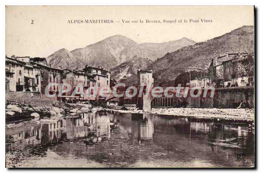 CPA Alpes Maritimes Vue sur la Bevera Sospel et le Pont Vieux