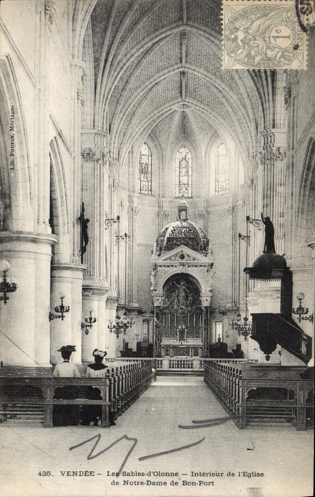 Les Sables-d'Olonne - Intérieur de l'Église de Notre-Dame de Bon-Port — Lib. Poupin Montlago, n° 435