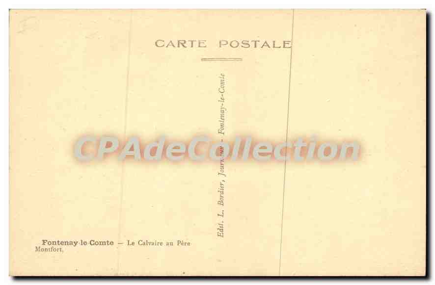 CPA Fontenay le Comte Le Calvaire au Pere — Rückseite