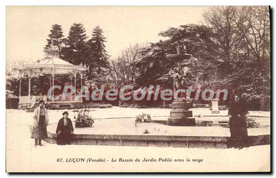 Luçon (Vendée) — Le Bassin du Jardin Public sous la neige — J. Nozaïs, Nantes