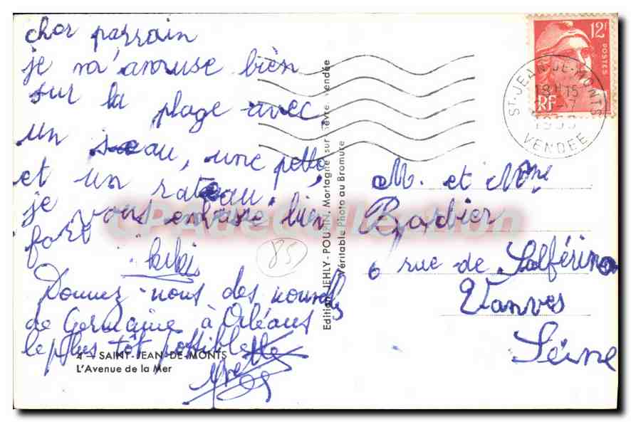 CPA Saint Jean de Monts L'Aventure de la Mer — Verso