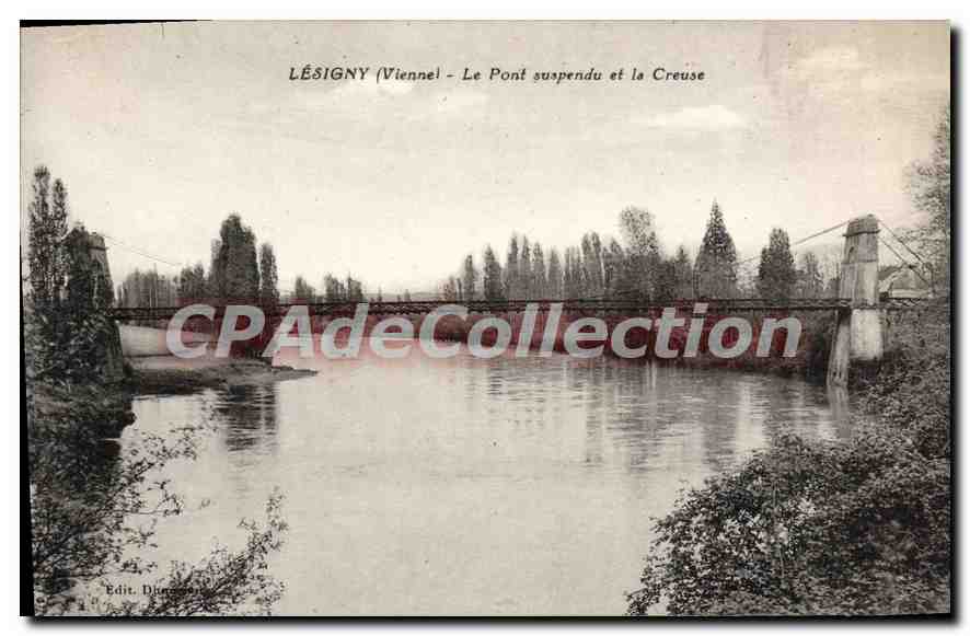 CPA Lesigny (Vienne) Le Pont Suspendu et la Creuse
