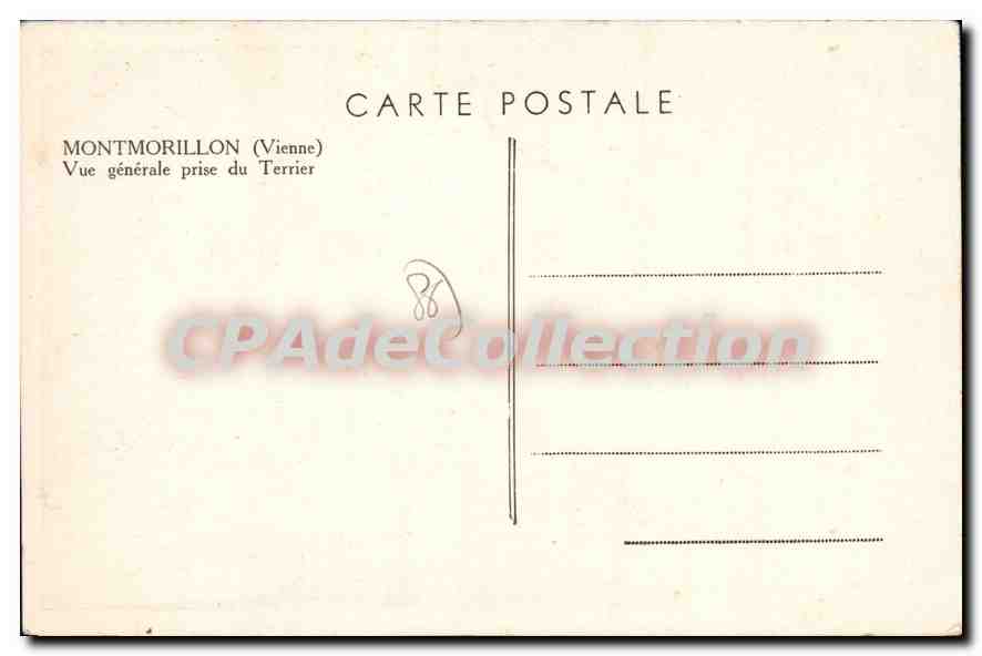 CPA Montmorillon (Vienne) Vue generale prise du Terrier — Back