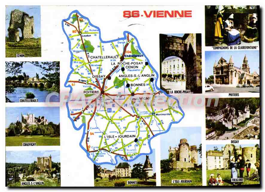 CPSM Vienne Cenon Chauvigny Bonnes Dissay La Roche Posay Chatellerault Angles s l'Anglin