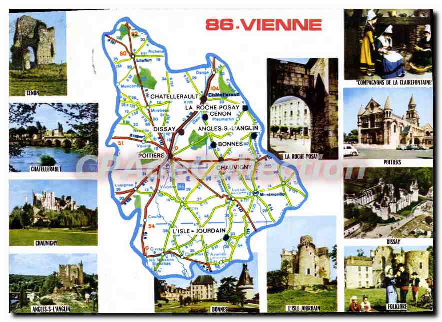 CPSM Vienne Cenon Chauvigny Bonnes Dissay La Roche Posay Chatellerault Angles s l'Anglin
