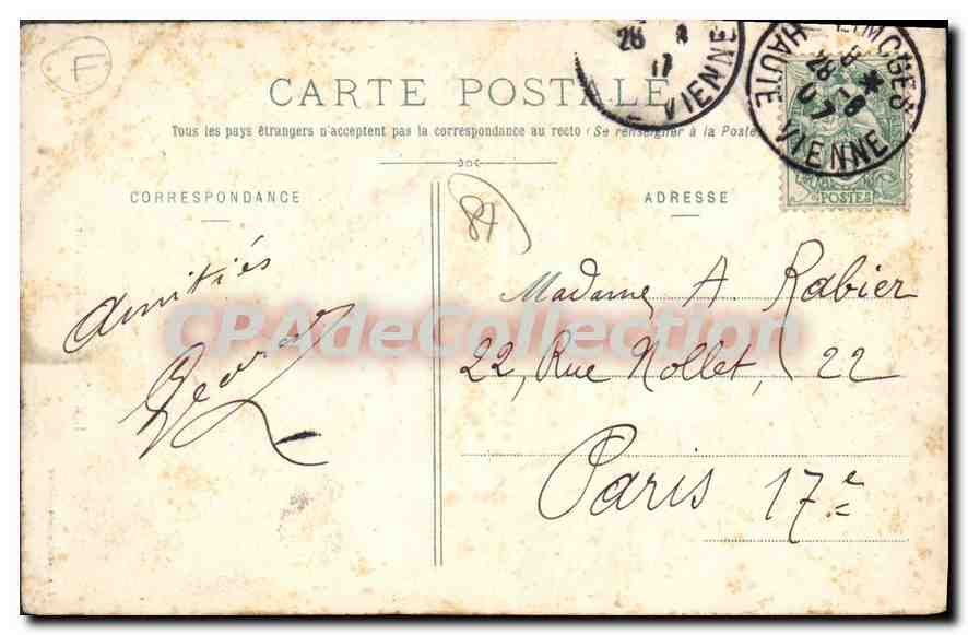 CPA Limoges Rue de la Boucherie — Rückseite