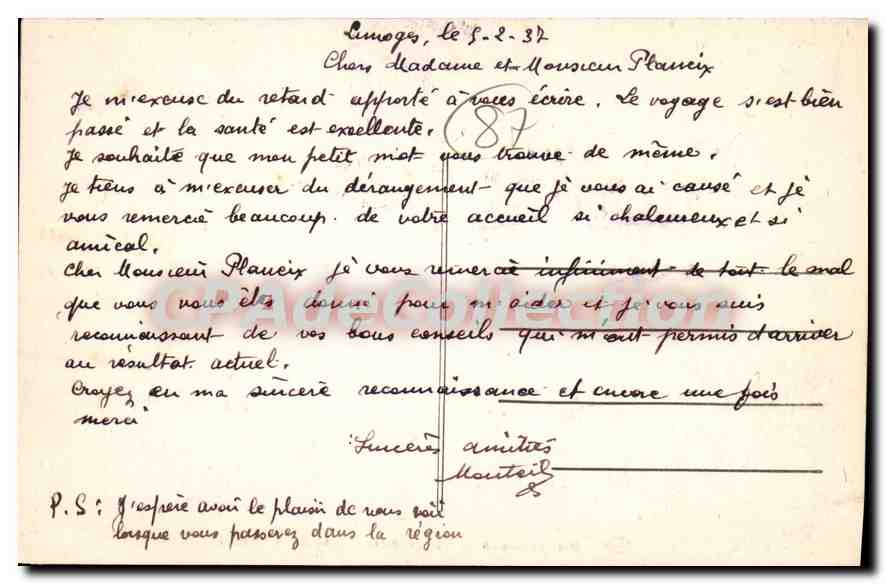 CPA Limoges Vue generale (Vallee de la Vienne) — Rückseite