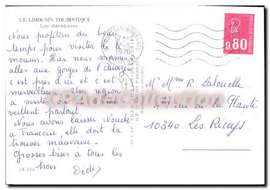 CPSM Limousin touristique Les Monedieres — Back