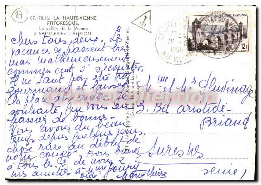 CPSM La Haute Vienne Pittoresque La vallee de la Vienne — Verso