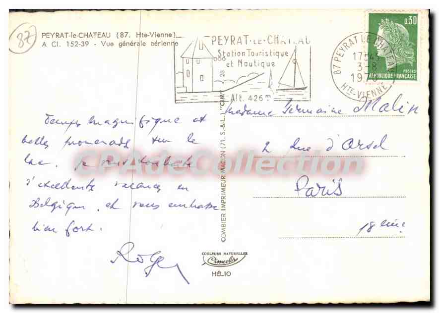 Peyrat-le-Château — Vue générale aérienne — Imprimeur Combier — Rückseite