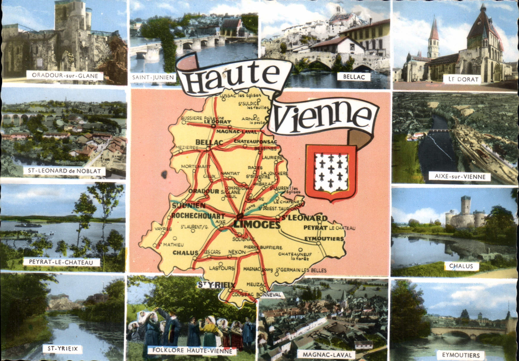 CPSM Haute Vienne Saint-Junien Bellac Le Dorat St-Leonard de Noblat Aixe sur vienne Peyrat le Châtea