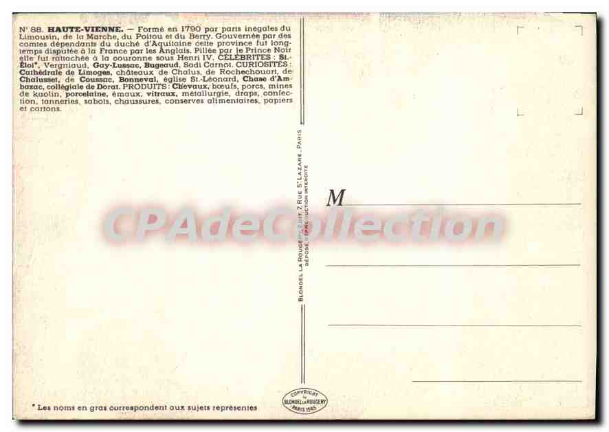 CPSM Haute Vienne Gay Lussac Bugeaud Chalusset Coussac Bonneval porceleine — Rückseite