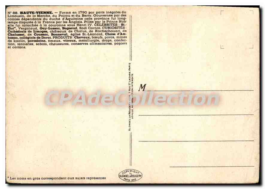 CPSM Haute Vienne Gay Lussac Bugeaud Chalusset Coussac Bonneval porceleine — Verso