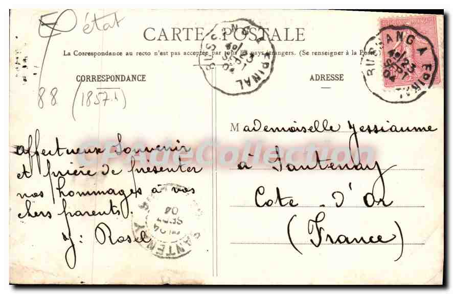 CPA Moselle St Maurice sur Moselle avec Ballon de Servance — Rückseite