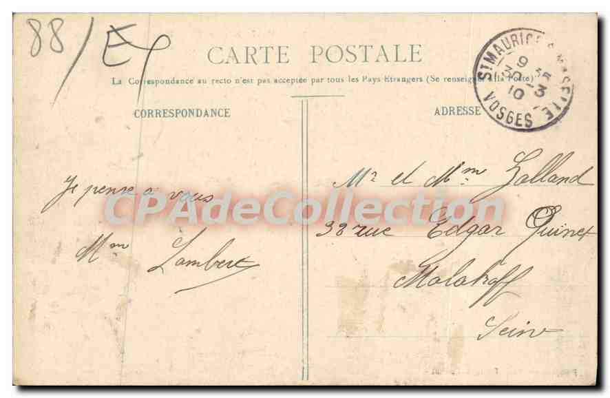CPA Moselle St Maurice sur Moselle Le Ballon de Servance — Rückseite